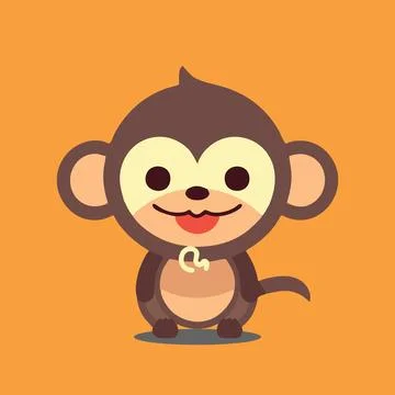 Cute monkey chibi mascot vector cartoon style Stock Illustration