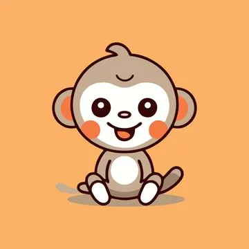 Cute monkey chibi mascot vector cartoon style Stock Illustration