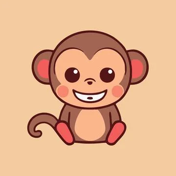 Cute monkey chibi mascot vector cartoon style Stock Illustration