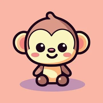Cute monkey chibi mascot vector cartoon style Stock Illustration