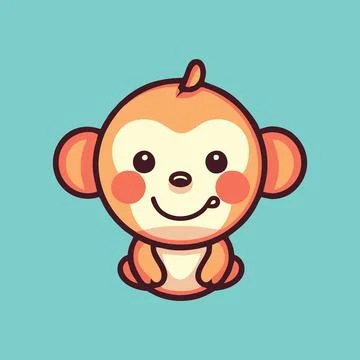 Cute monkey chibi mascot vector cartoon style Stock Illustration