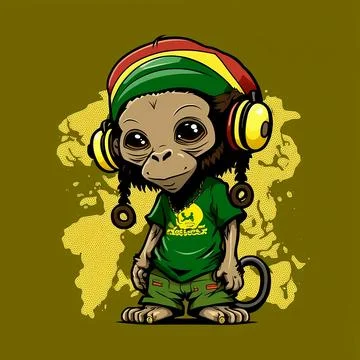 Cute Monkey Chill Mode Illustration Stock Illustration