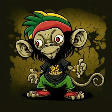 Cute Monkey Chill Mode Illustration Stock Illustration