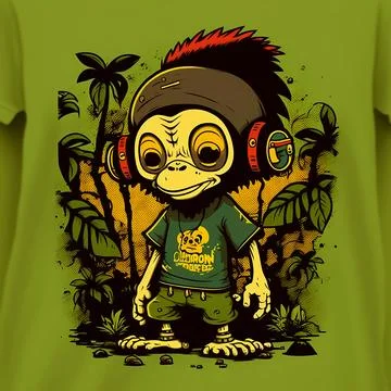 Cute Monkey Chill Mode Illustration Stock Illustration