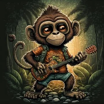 Cute Monkey Chill Mode Illustration Stock Illustration