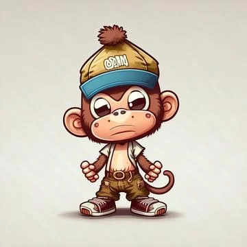 Cute Monkey Chill Mode Illustration Stock Illustration
