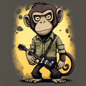 Cute Monkey Chill Mode Illustration Stock Illustration