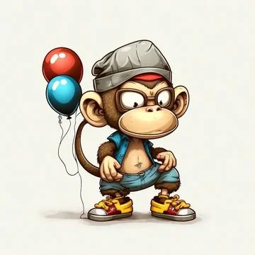 Cute Monkey Chill Mode Illustration Stock Illustration