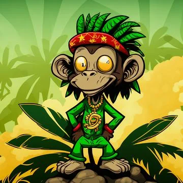 Cute Monkey Chill Mode Illustration Stock Illustration
