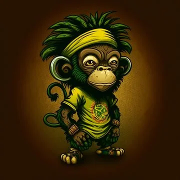 Cute Monkey Chill Mode Illustration Stock Illustration