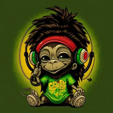 Cute Monkey Chill Mode Illustration Stock Illustration