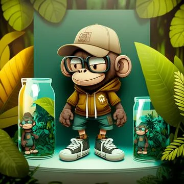 Cute Monkey Chill Mode Illustration Stock Illustration