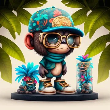 Cute Monkey Chill Mode Illustration Stock Illustration