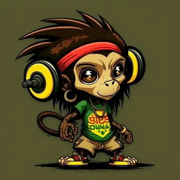 Cute Monkey Chill Mode Illustration Stock Illustration