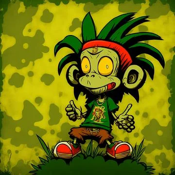 Cute Monkey Chill Mode Illustration Stock Illustration
