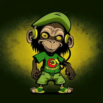 Cute Monkey Chill Mode Illustration Stock Illustration