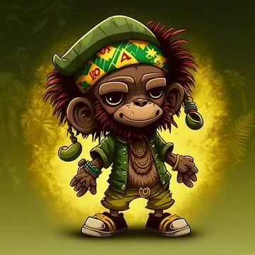 Cute Monkey Chill Mode Illustration Stock Illustration