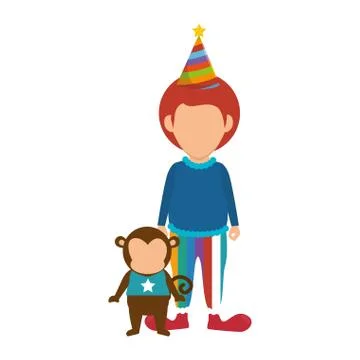Cute monkey circus animal Stock Illustration