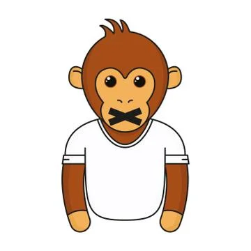 Cute monkey with closed mouth. Stock Illustration