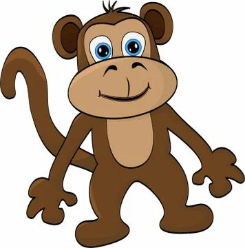 Cute monkey dancing cartoon icon. Stock Illustration