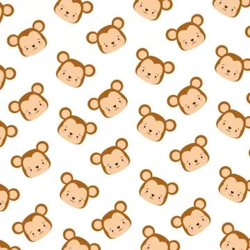 Cute monkey face cartoon background Stockillustratie