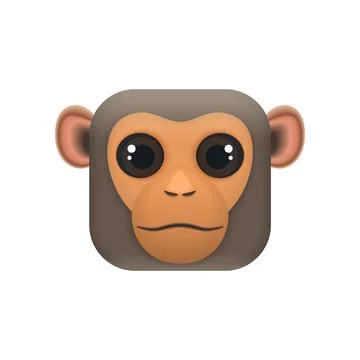 Cute monkey face in comic avatar, adorable animal head in square shape Illustrazione stock