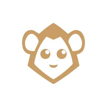 Cute monkey face logo monkey head logo Stock Illustration
