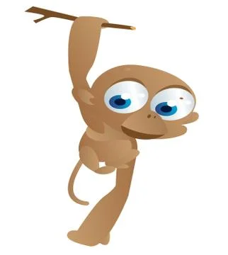 Cute monkey hanging Stock Illustration