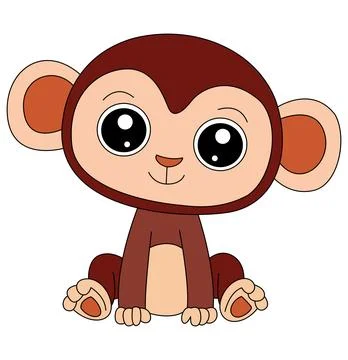 Cute monkey isolated on a white background Illustrazione stock