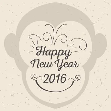 Cute monkey logo in a shape of a circle, New Year 2016, vector illustration l Stock Illustration