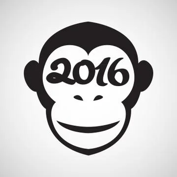 Cute monkey logo in a shape of a circle, New Year 2016, vector illustration l Stock Illustration