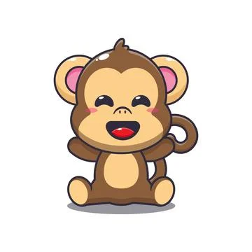 Cute monkey mascot cartoon vector illustration Stock Illustration