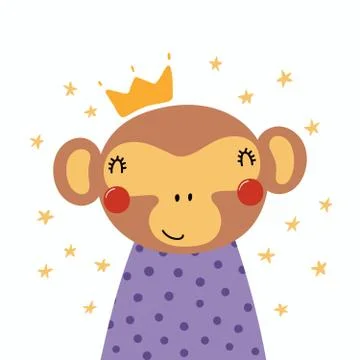 Cute monkey princess Stock Illustration