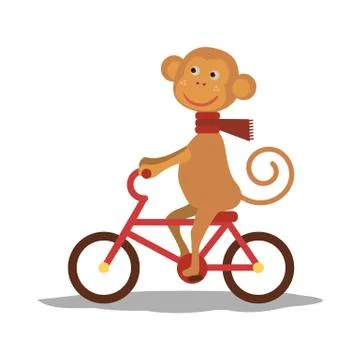 Cute monkey with scarf on transport. Vector Stock Illustration