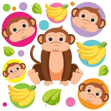 Cute monkey seamless pattern 库存插图