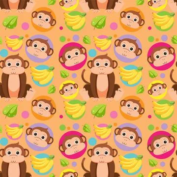 Cute monkey seamless pattern Stock Illustration