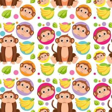 Cute monkey seamless pattern 库存插图