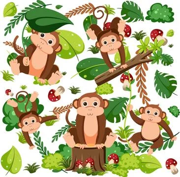Cute monkey seamless pattern Stock Illustration