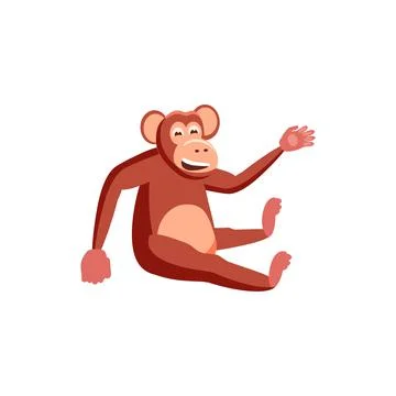 Cute Monkey sitting character icon. Vector illustration isolated cartoon Stock Illustration