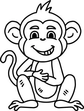 A cute monkey is sitting on the ground with its arms crossed Illustrazione stock