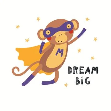 Cute monkey superhero Illustrazione stock