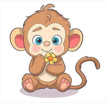 Cute monkey vector drawing coloring book Stock Illustration