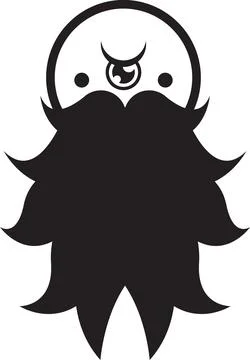 Cute Monster Character with Big Beard and One Eye Stock Illustration