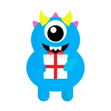 Cute monster cyclops with gift Stock Illustration