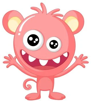 Cute monster with face expression Stock Illustration