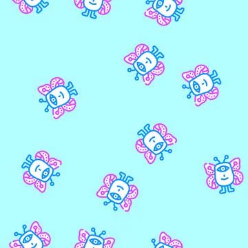 Cute monster funny vector seamless pattern Illustrazione stock