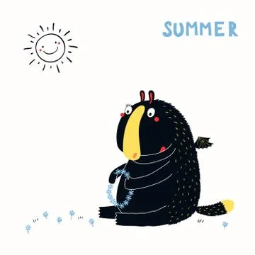 Cute monster illustration Stock Illustration