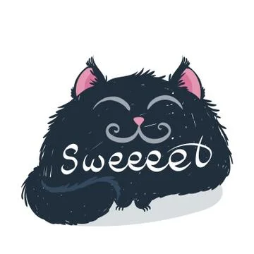 Cute monster kitten with text. Vector illustration for t shirt and print desi Stock Illustration