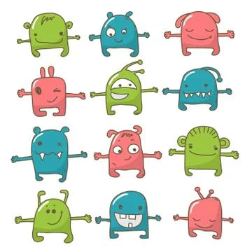 Cute monster set Stock Illustration