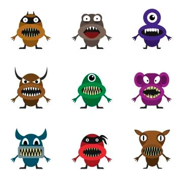 Cute monster set Stock Illustration